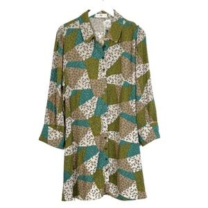 Colorful Patchwork Button-Up Shirt